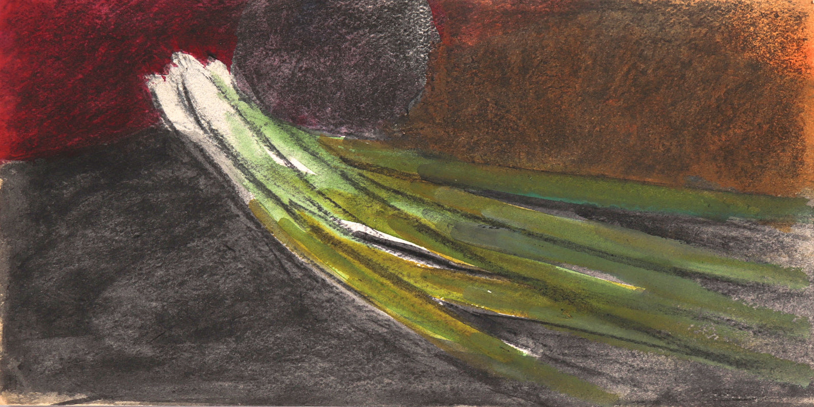 Spring Onions <br>20th Century Watercolor & Charcoal <br><br>#C8994
