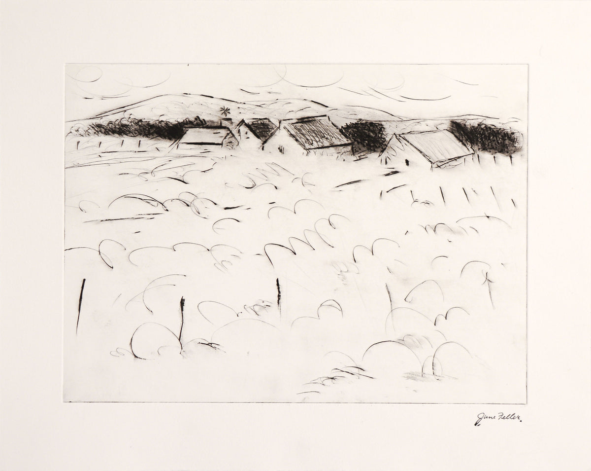 Abstracted California Vineyard &lt;br&gt;20th Century Etching &lt;br&gt;&lt;Br&gt;#C8996