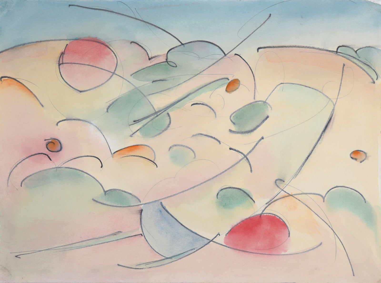 Shapes & Forms in a Landscape <br>20th Century Watercolor & Pastel <br><br>#C8999