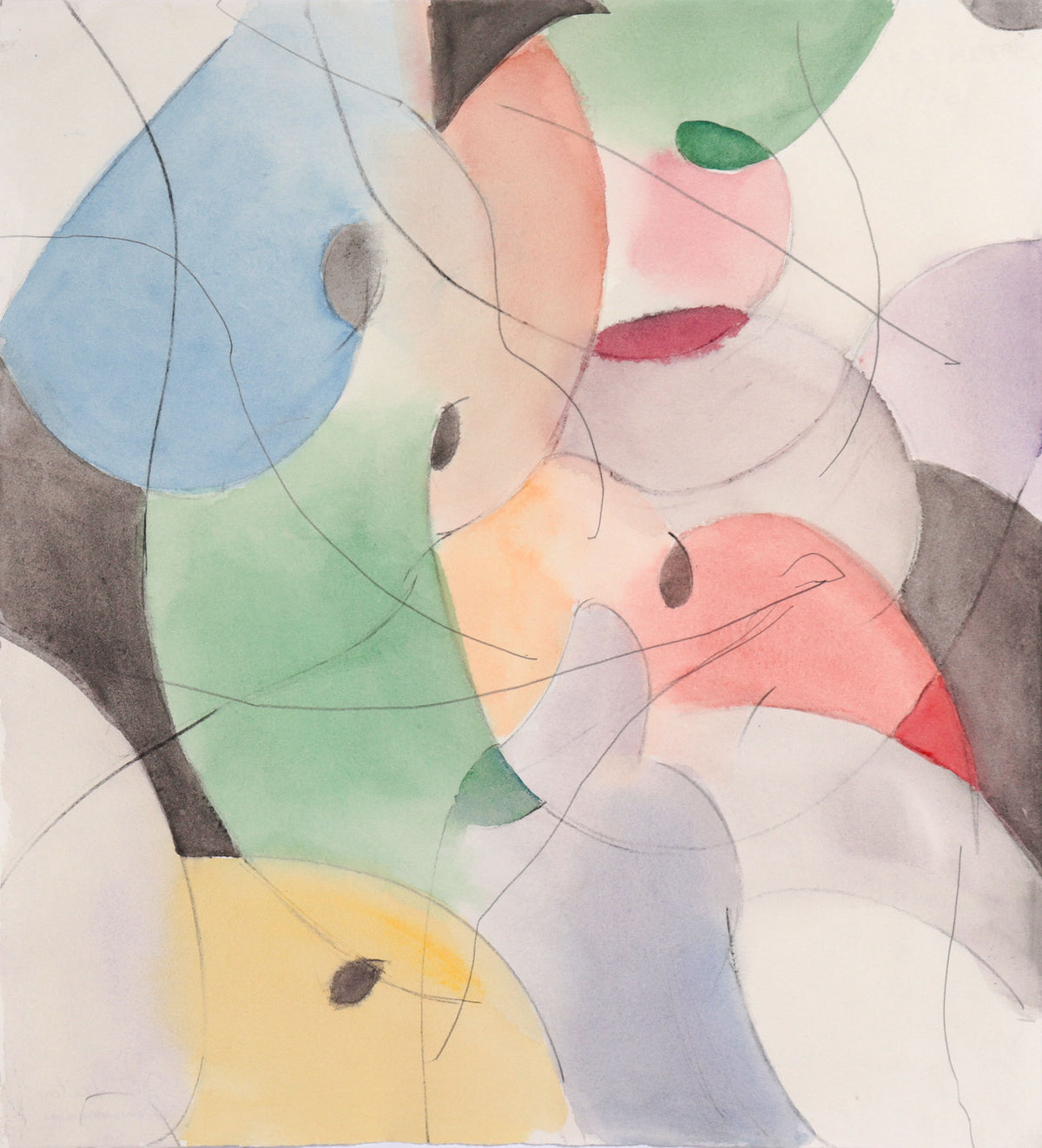 Spherical Abstract &lt;br&gt;20th Century Watercolor &amp; Charcoal &lt;br&gt;&lt;br&gt;#C9000