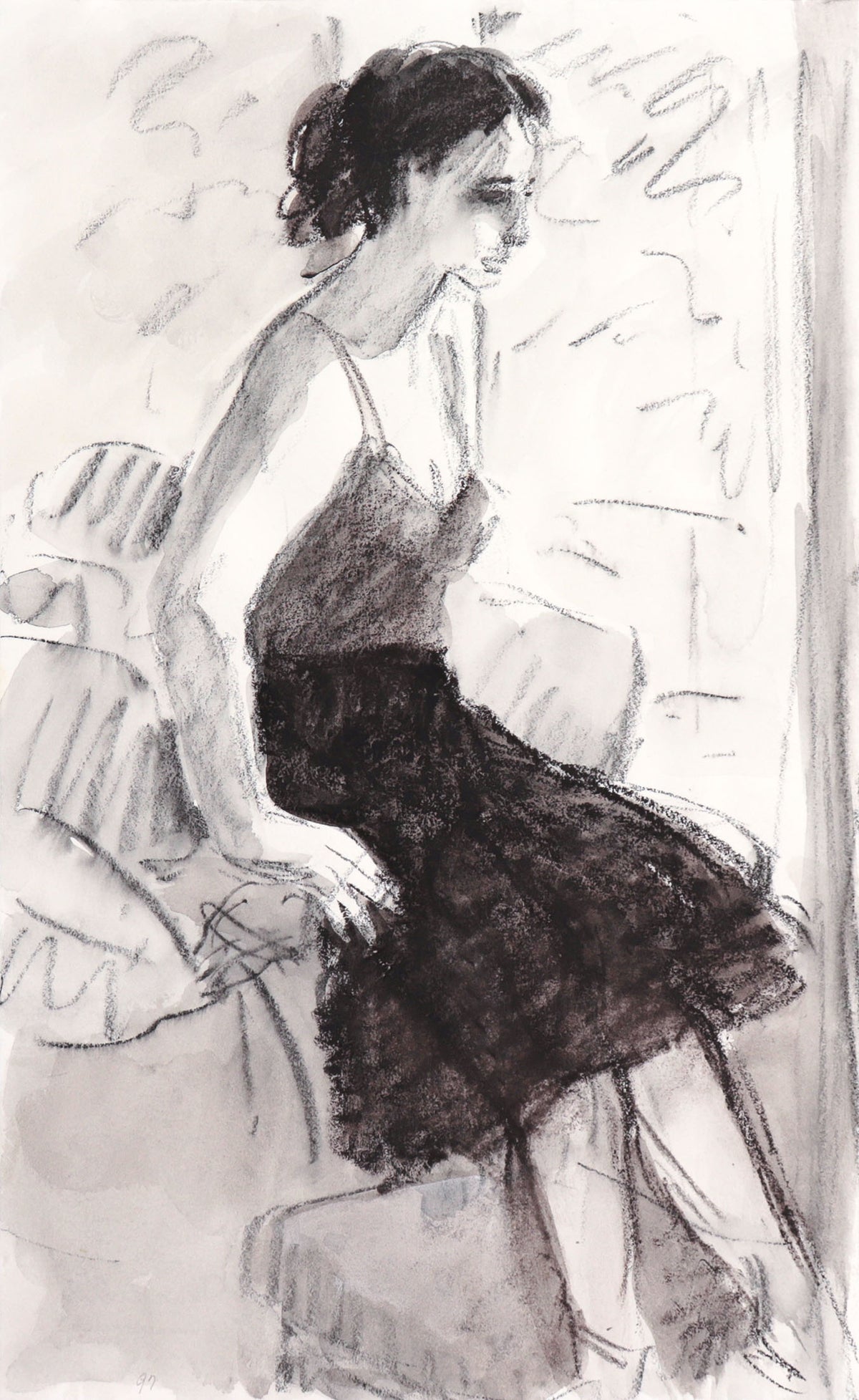 Monochrome Female Figure &lt;br&gt;1997 Watercolor &amp; Charcoal &lt;br&gt;&lt;br&gt;#C9004