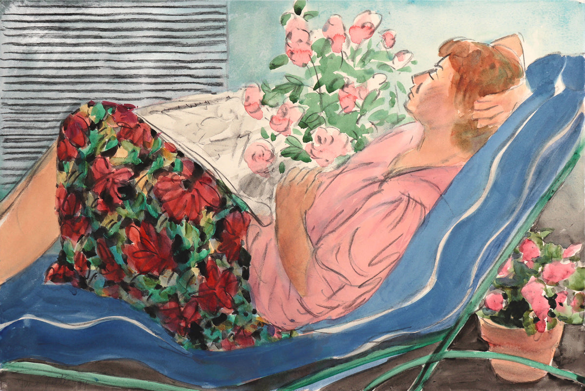 Woman Napping and Reading &lt;br&gt;1994 Watercolor &amp; Charcoal &lt;br&gt;&lt;br&gt;#C9010
