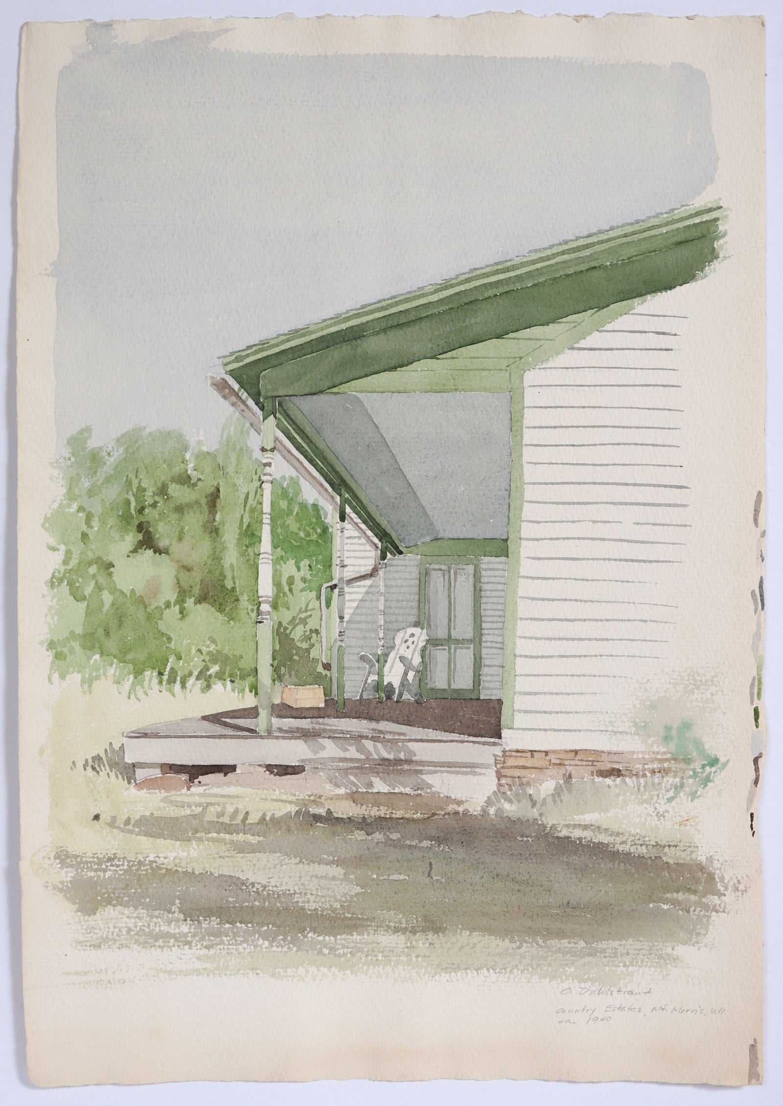 <i>Country Estates, Mt. Morris, WI</i> <br>1940s Watercolor <br><br>#C9031