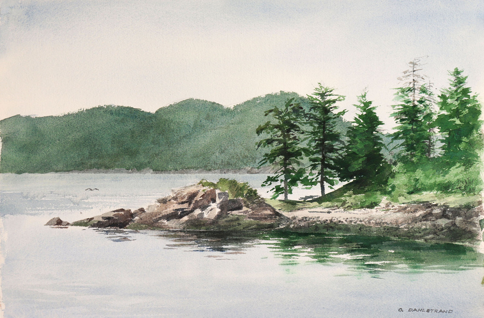<i>Point at Doe Island</i> <br>August 1989 Watercolor <br><br>#C9034