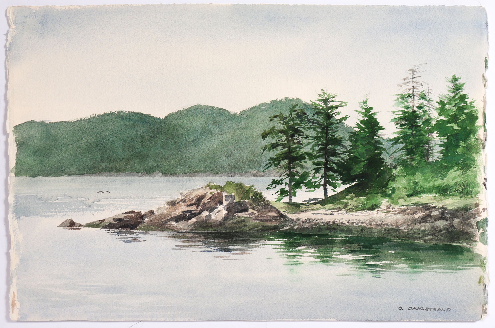 <i>Point at Doe Island</i> <br>August 1989 Watercolor <br><br>#C9034