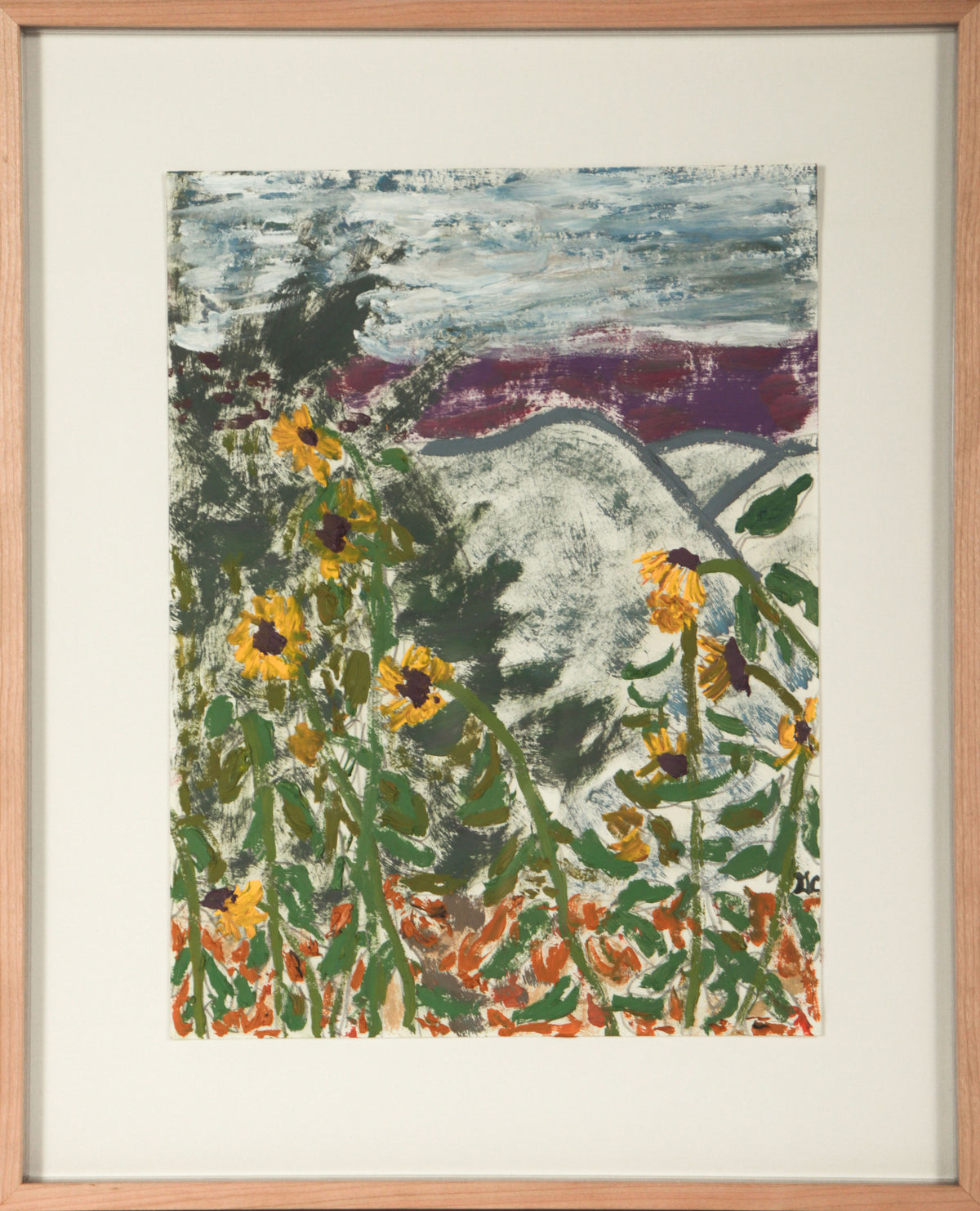 <i>Sunflower &amp; Mountain</i> <br>2025 Oil &amp; Graphite on Paper <br><br>#C9057