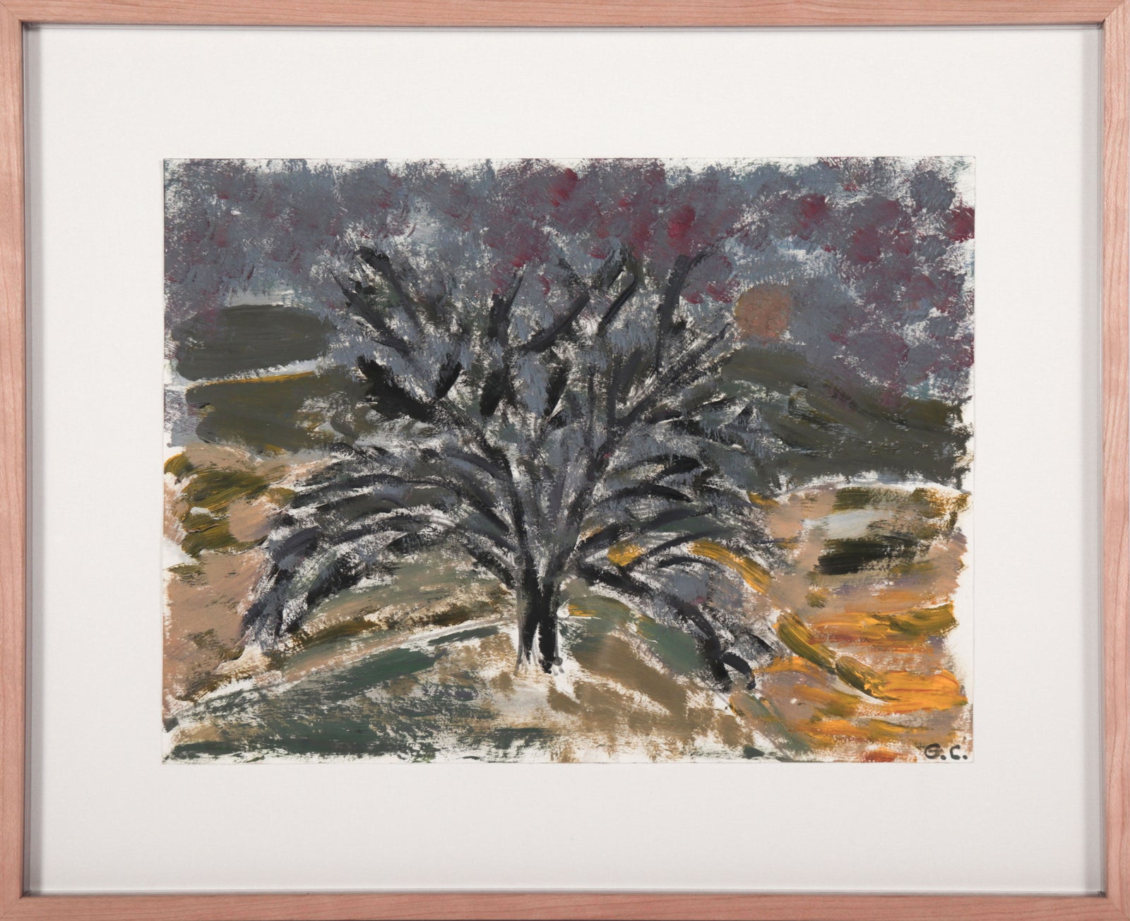 <i>Black Oak by the Studio</i> <br>2025 Oil & Graphite on Paper <br><br>#C9063