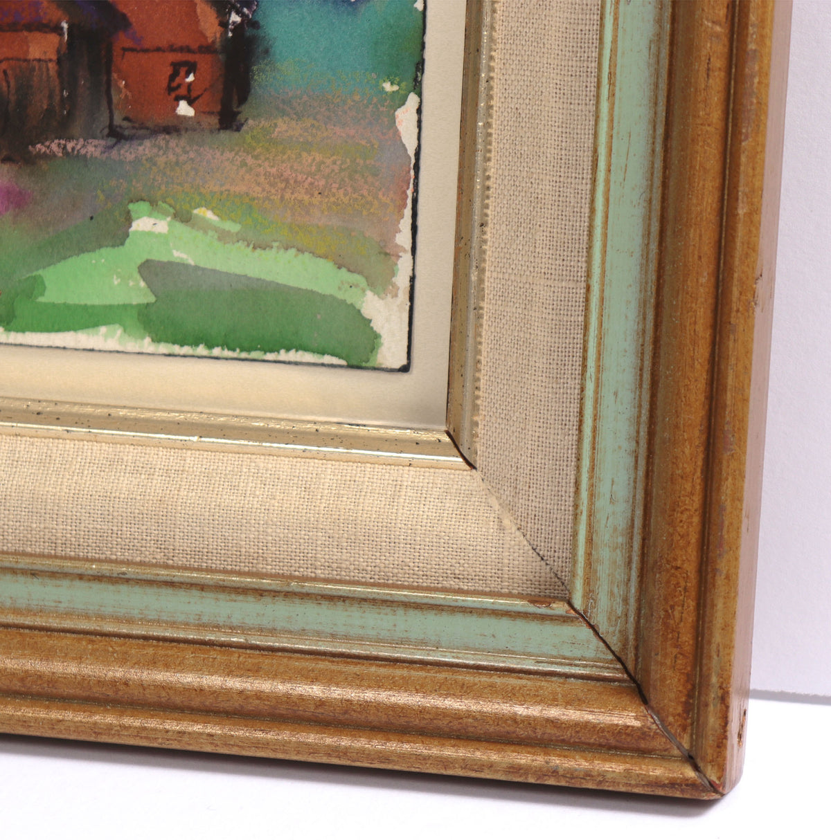 Red Barn in a Landscape <br>20th Century Watercolor <br><br>#C9075