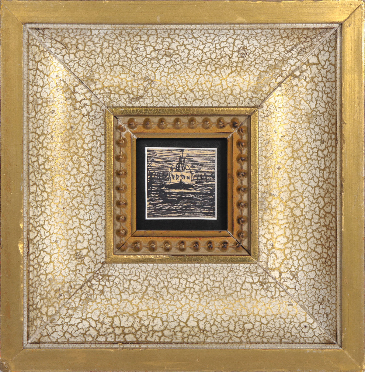 Petit 20th Century Ink Boat Drawing <br><bvr>#C9109