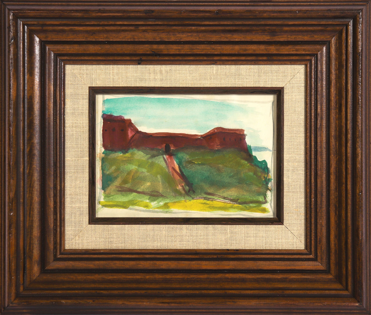 Abstracted Cliffside Landscape <br>20th Century Watercolor <br><br>#C9111