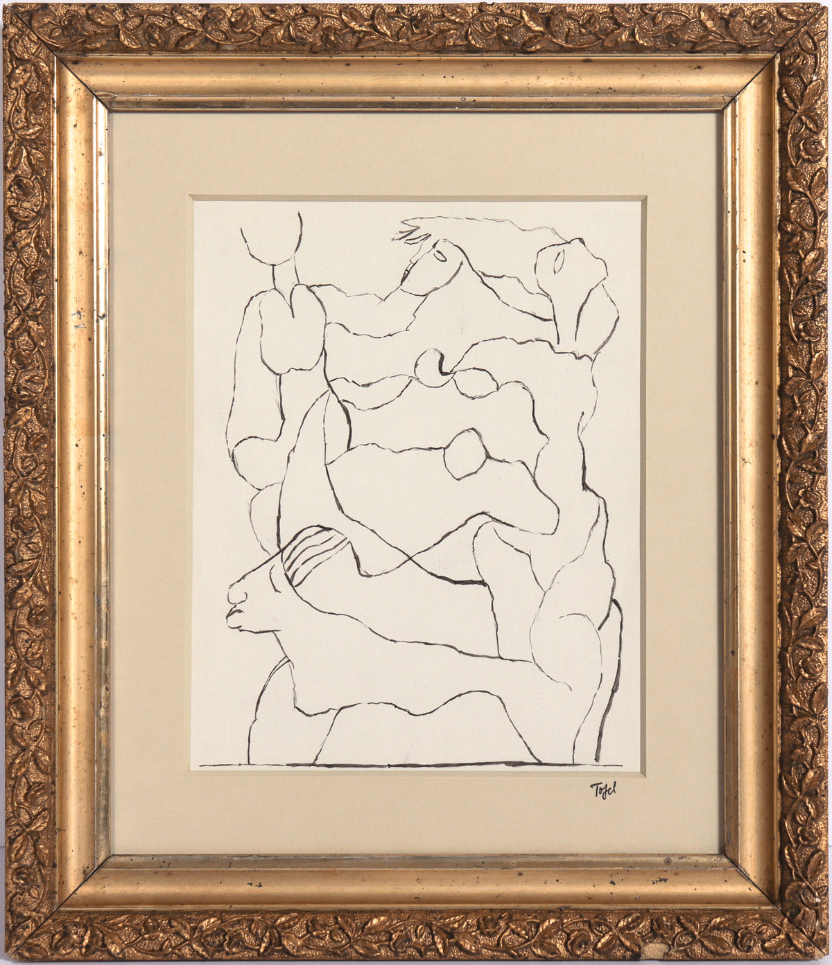 Intertwined Figures <br>Early 20th Century Ink <br><br>#13523