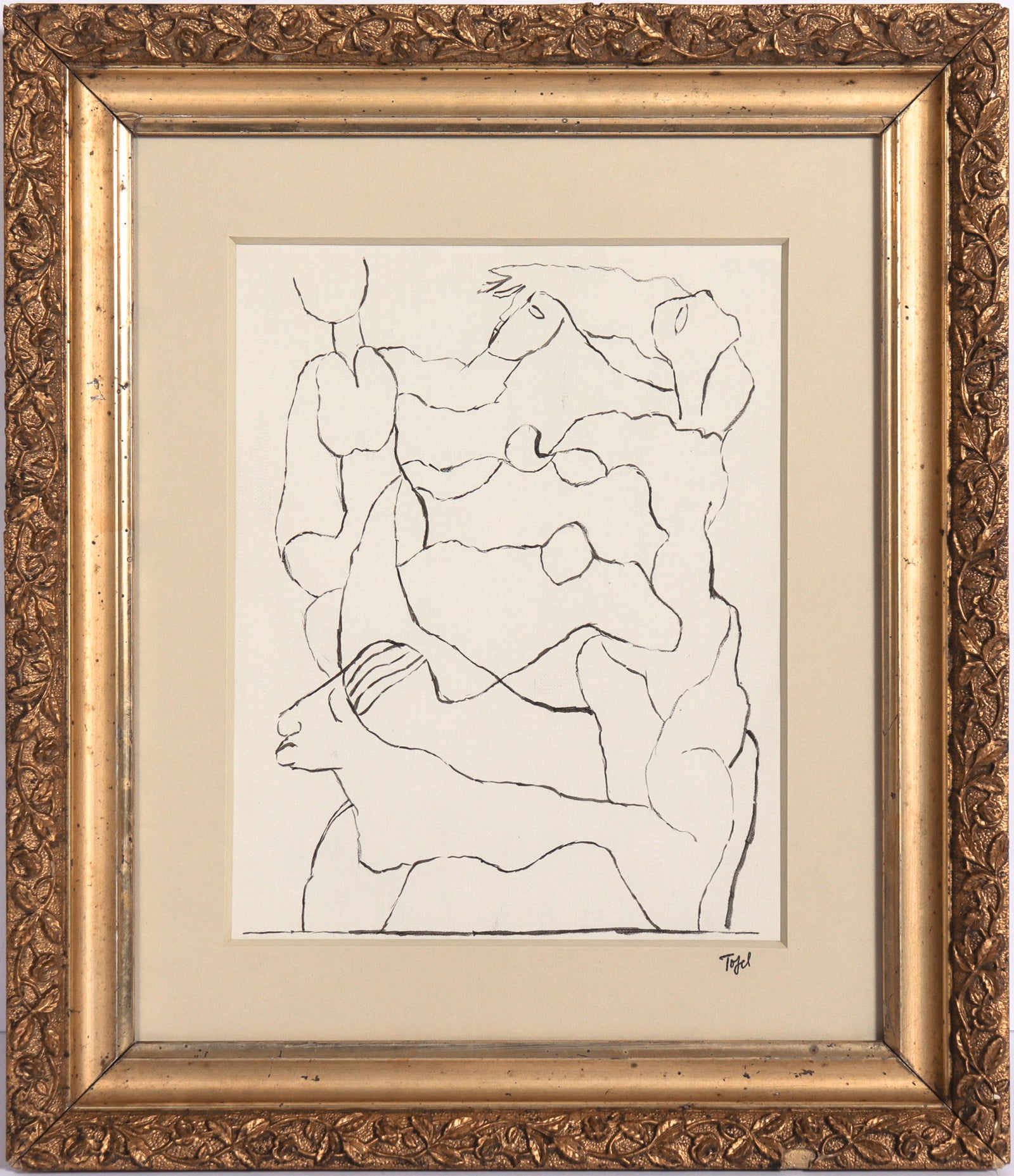 Intertwined Figures <br>Early 20th Century Ink <br><br>#13523