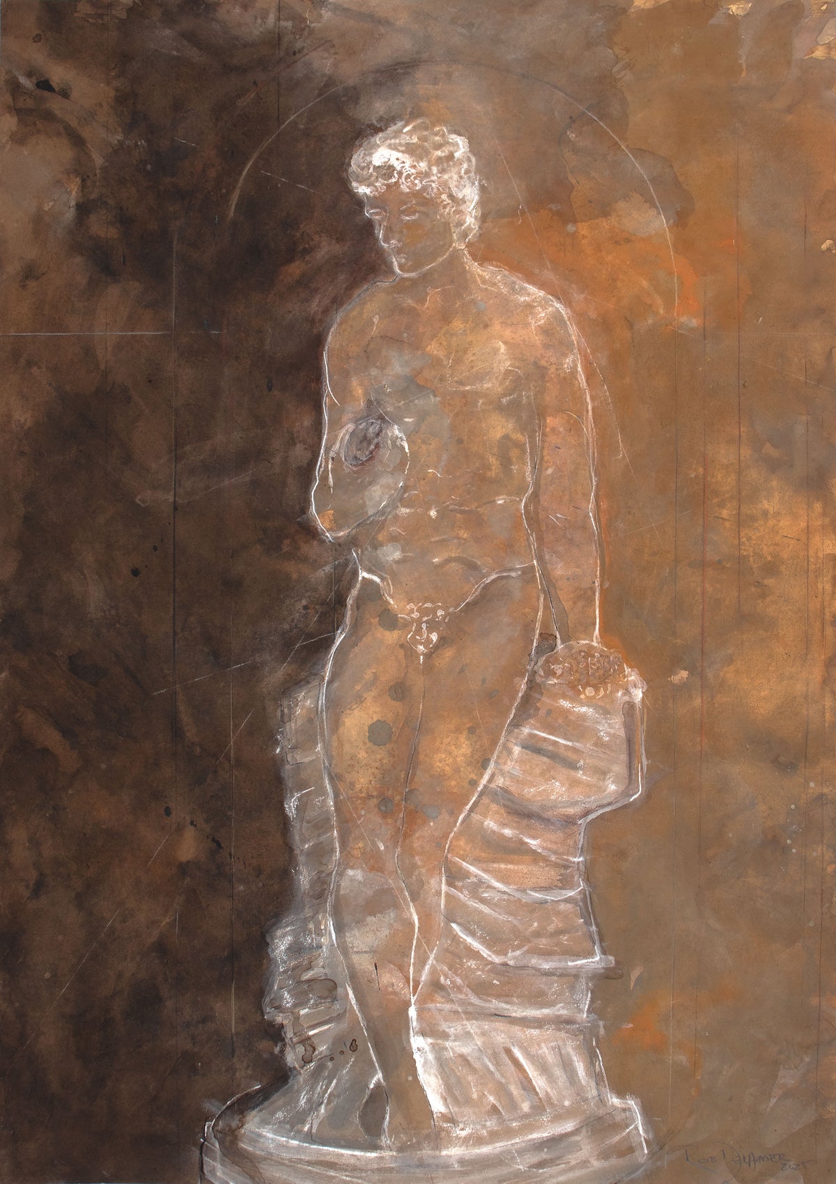 <i>Greco-Roman Figure II</i> <br>2025 Gouache, Chalk & Charcoal <br><br>#C9130