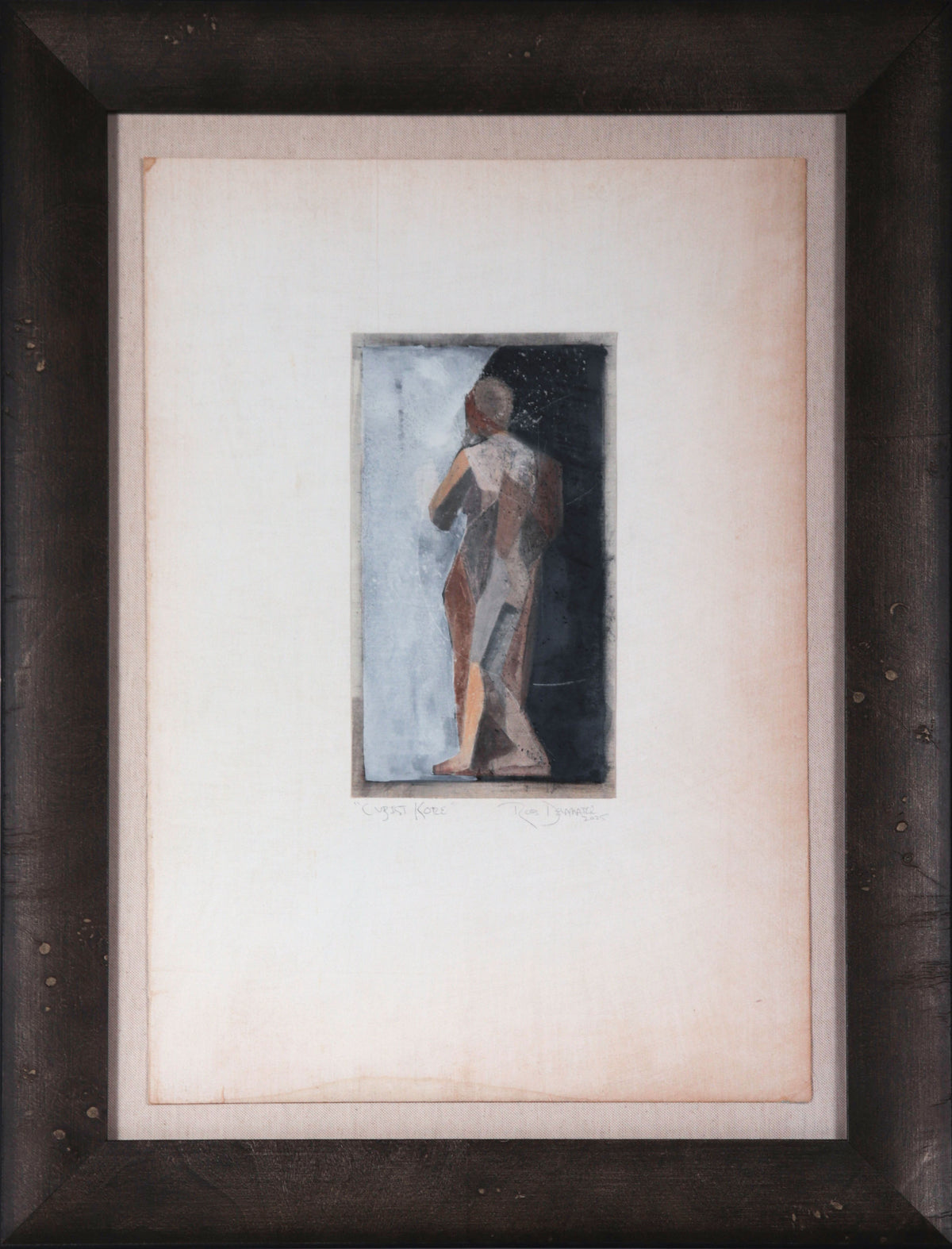<i>Cubist Kore</i> <br>2025 Gouache, Chalk &amp; Charcoal on Antique French Canvas Paper <br><br>#C9133