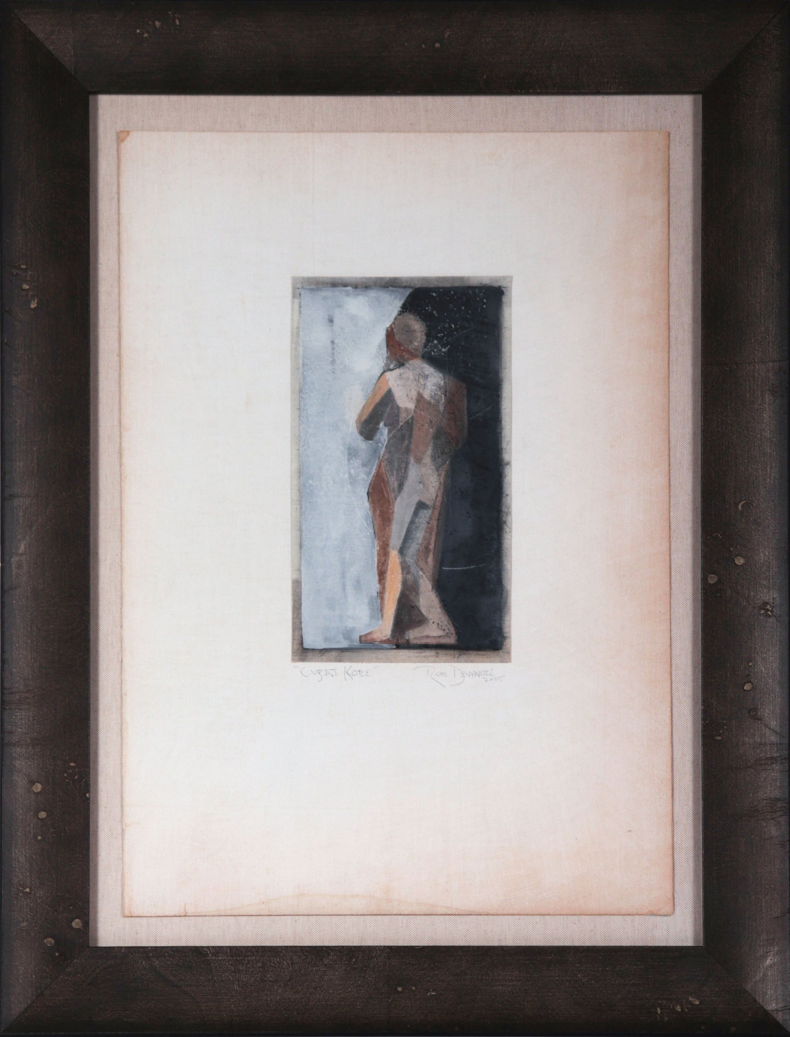 <i>Cubist Kore</i> <br>2025 Gouache, Chalk & Charcoal on Antique French Canvas Paper <br><br>#C9133