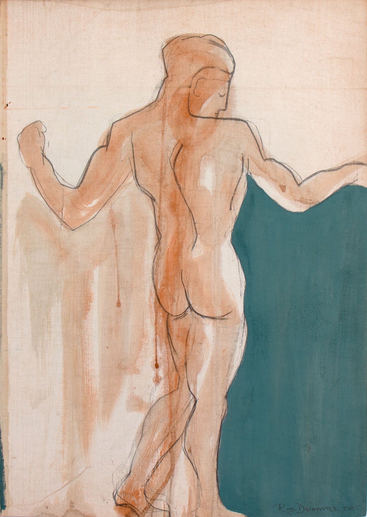 <i>Kouros</i> <br>2025 Gouache & Graphite on Antique French Canvas Paper <br><br>#C9134