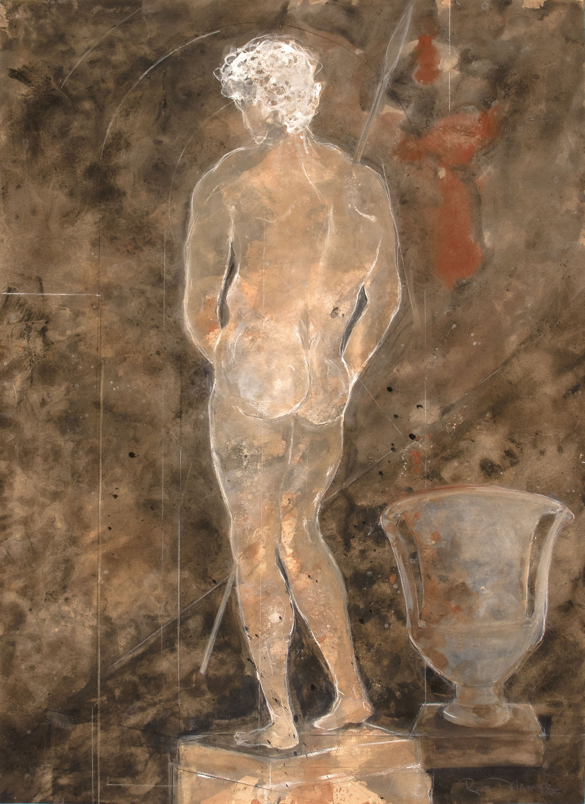 <i>Greco-Roman Figure IV</i> <br>2025 Gouache, Chalk & Charcoal <br><br>#C9137