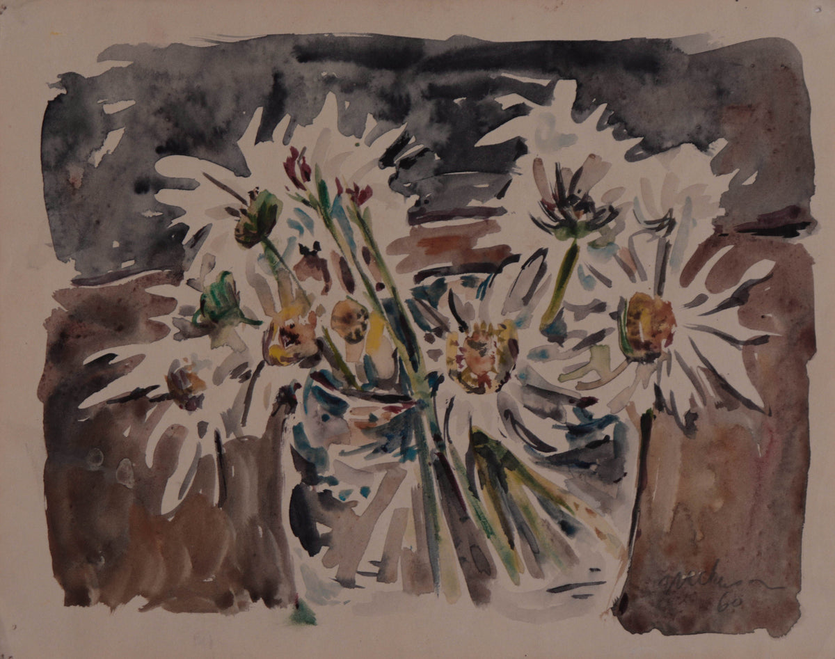 Flowers Resting in a Glass <br> 1960 Watercolor <br><br>#C9181