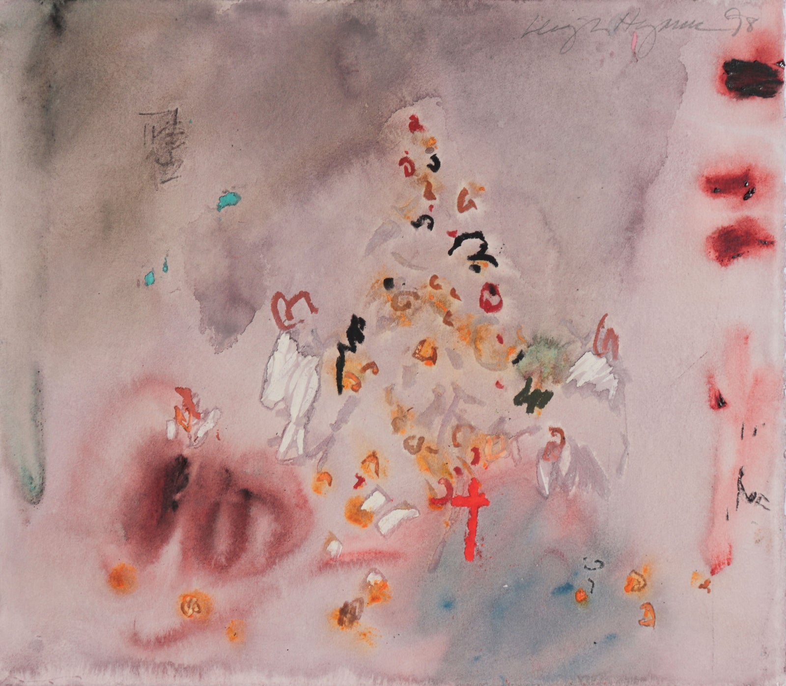 <I> Angel and Orange Cross </I> <br> 1998 Mixed Media <br> <br>#C9198