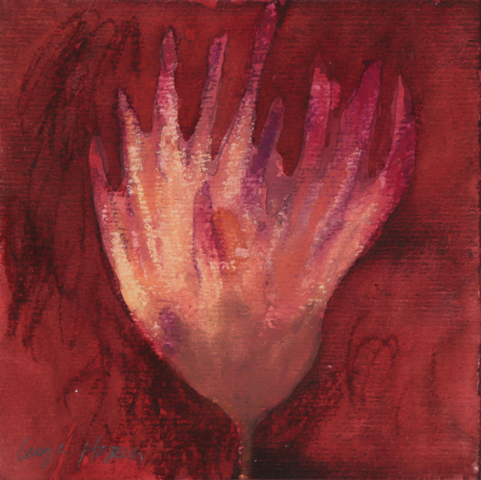 <I>South African Flower</I> <br>2004 Mixed Media & Watercolor <br><br>#C9208