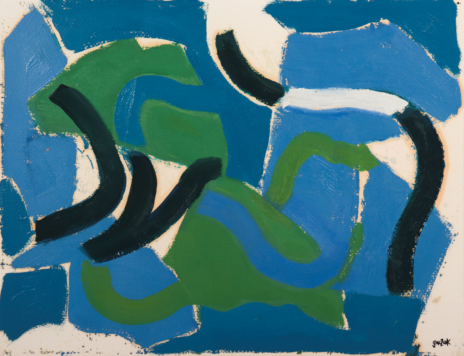 <I>Abstract Blue Horse</I> <br>1990 Oil on Paper <br><br>C9350