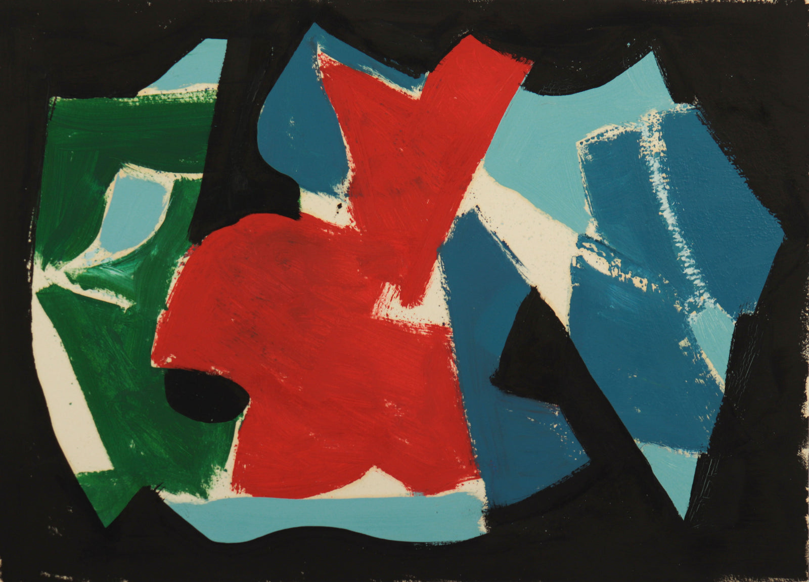 <I>Abstract Red Fish Black Background</I> <br>1990 Oil on Paper <br><br>C9352