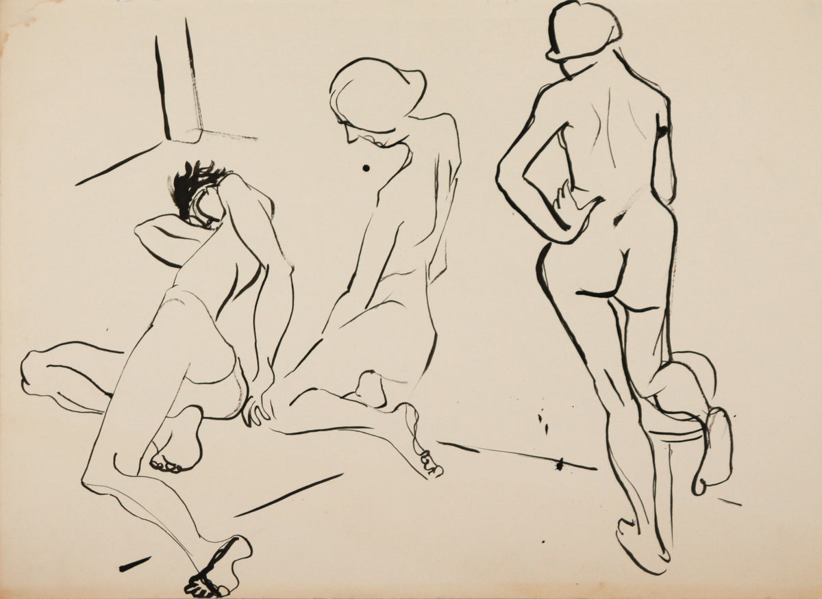 Reclining Female Studies <br>1940-60s Ink <br><br>C9408