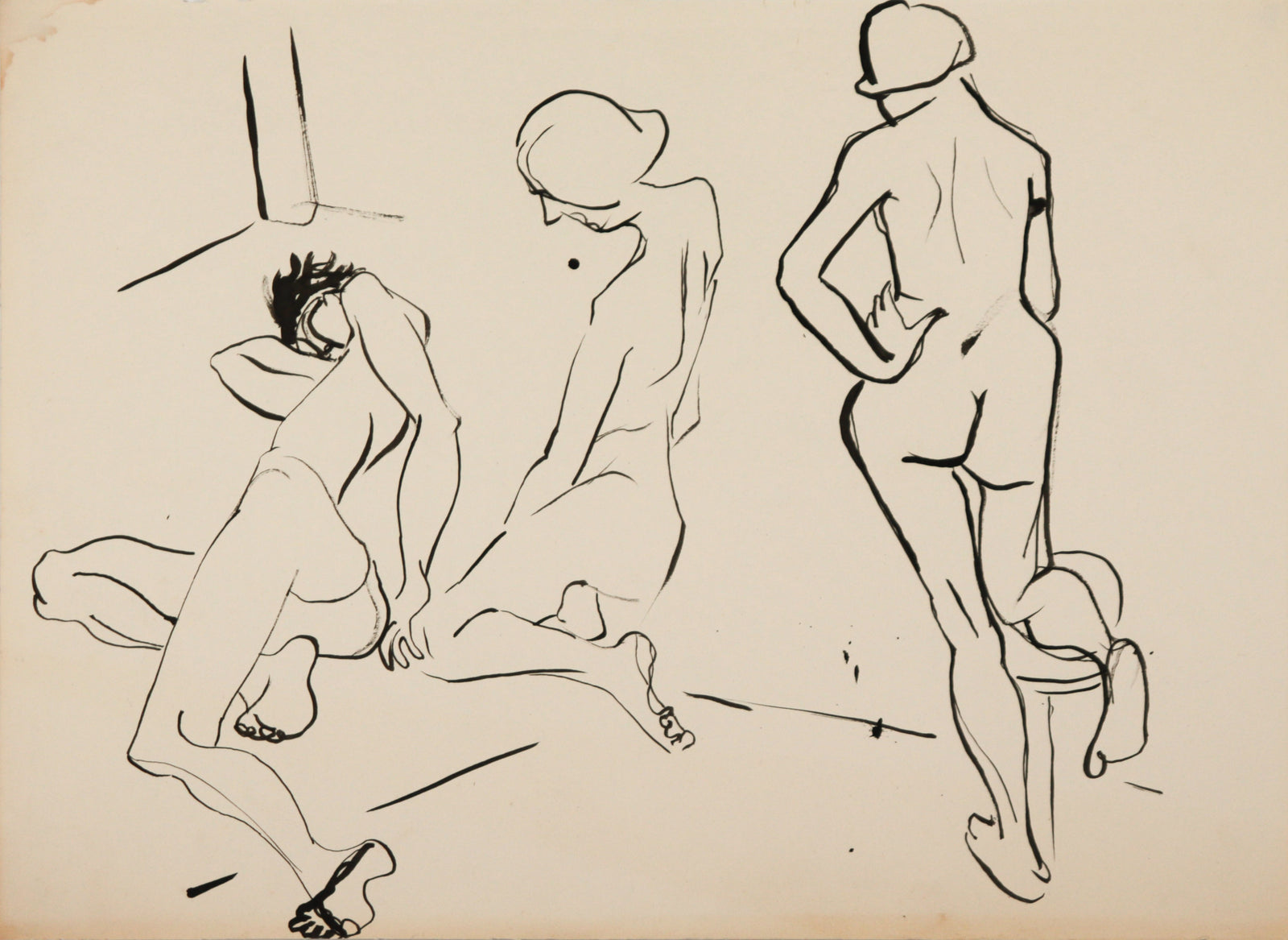 Reclining Female Studies <br>1940-60s Ink <br><br>C9408