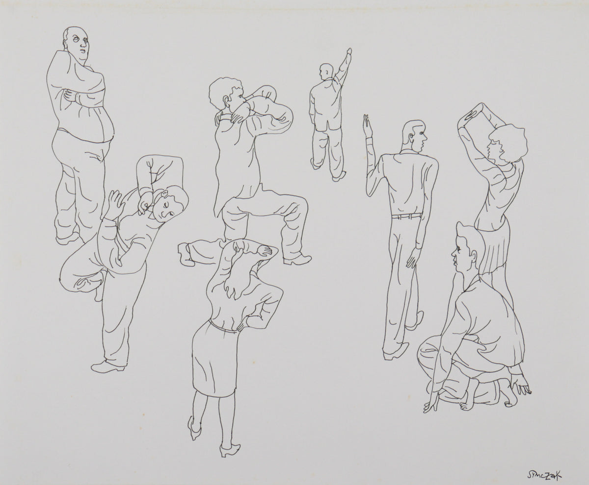 Minimal Expressive Figure Study I<br>Late 20th Century Ink <br><br>C9413