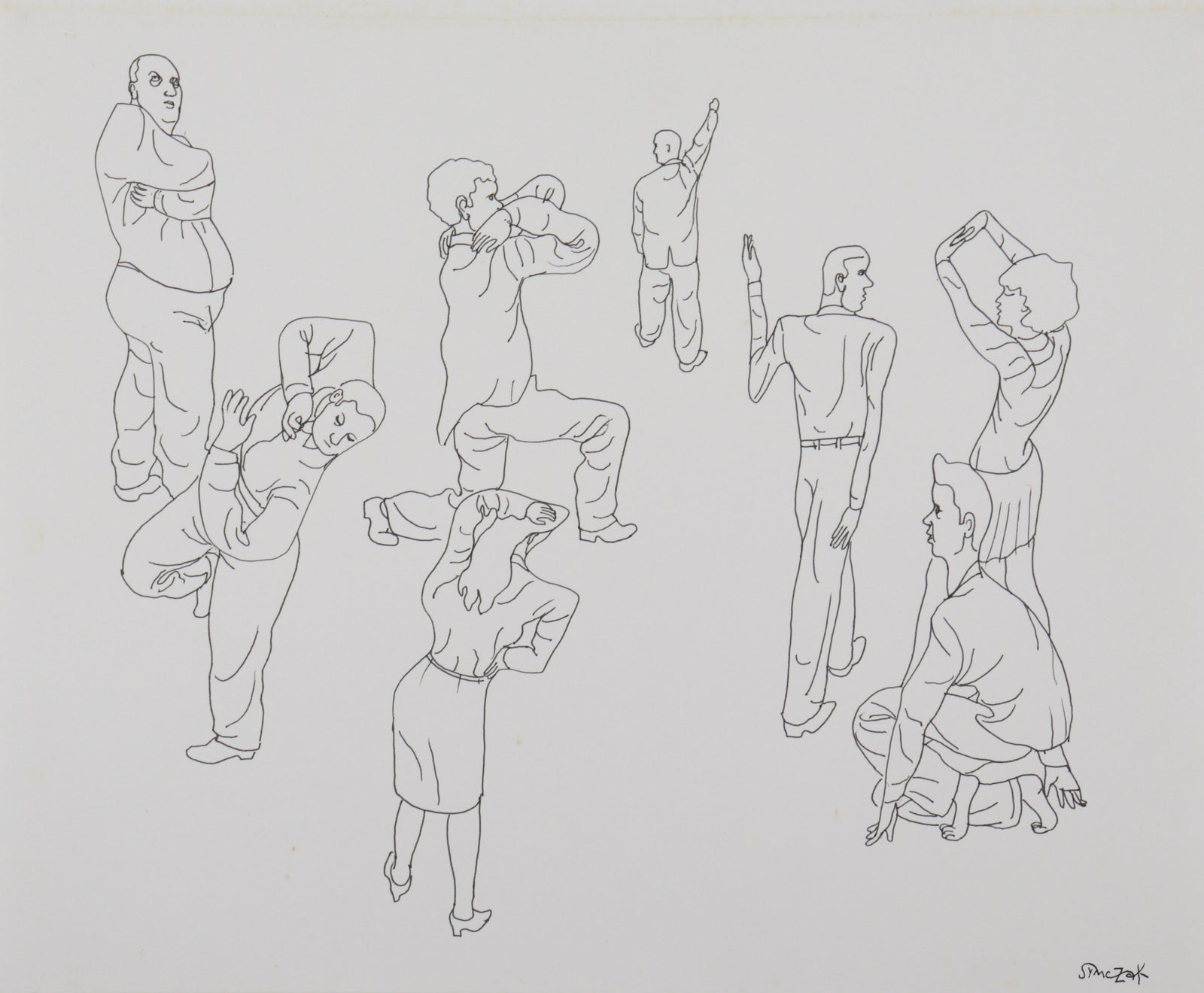 Minimal Expressive Figure Study I<br>Late 20th Century Ink <br><br>C9413