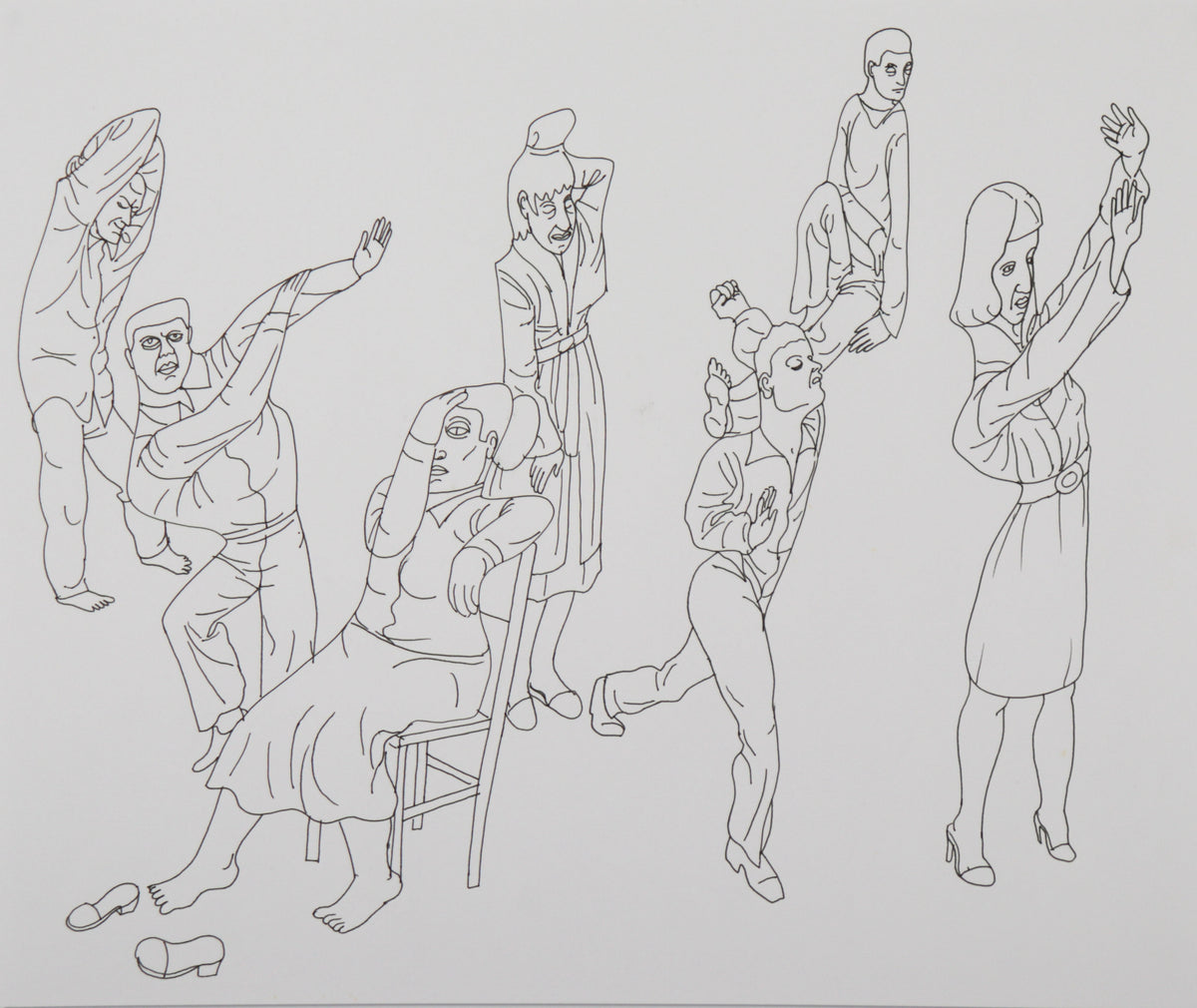 Minimal Expressive Figure Study II<br>Late 20th Century Ink <br><br>C9414