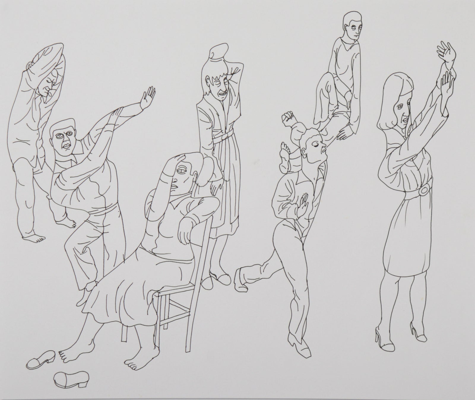 Minimal Expressive Figure Study II<br>Late 20th Century Ink <br><br>C9414