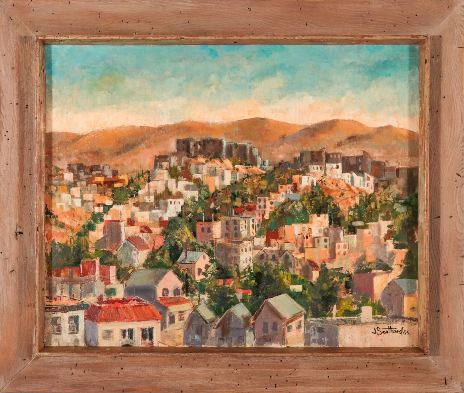 San Francisco Houses on the Hillside <br>1986 Oil <br><br>#C9515