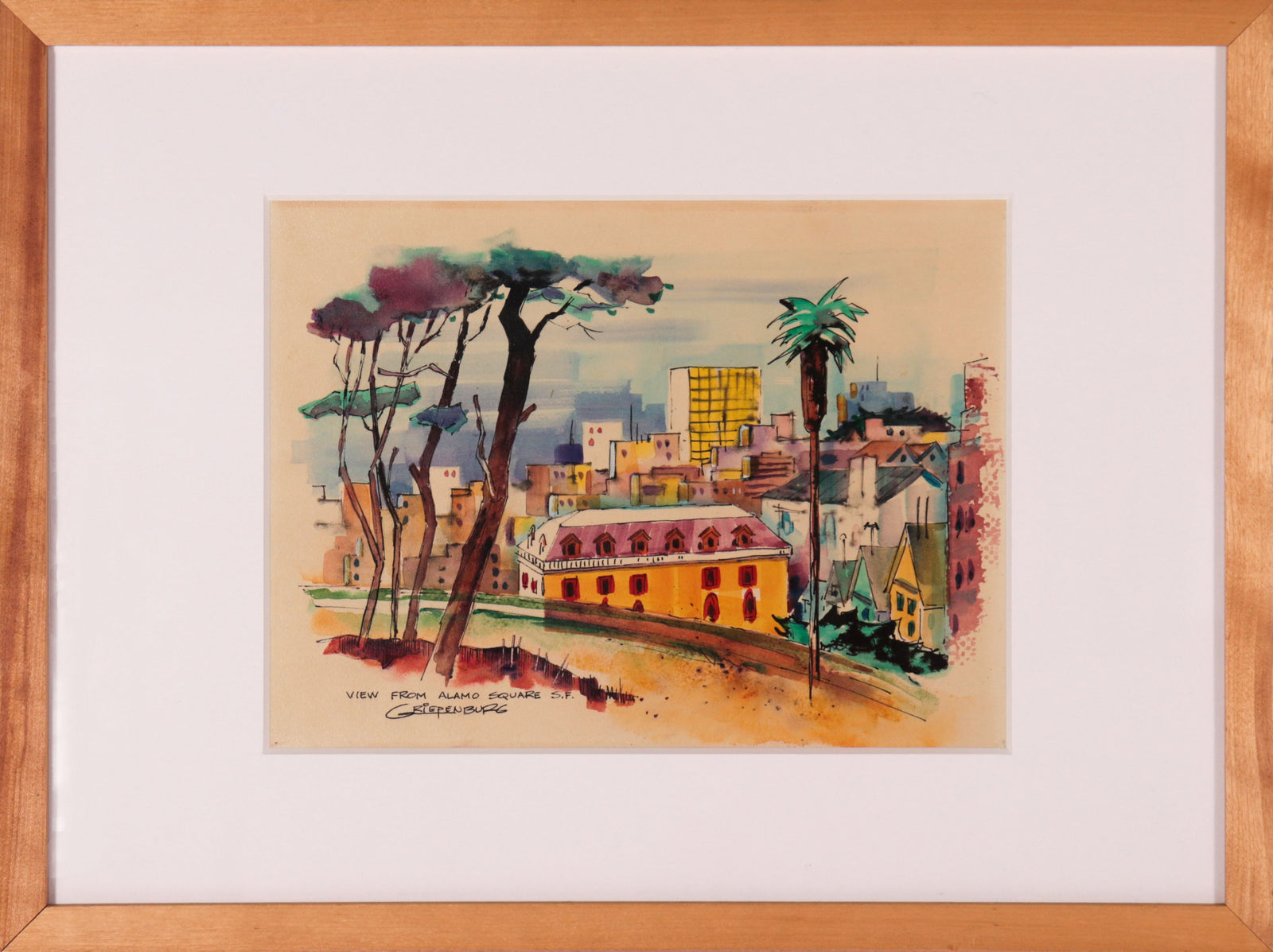 <i>View from Alamo Square S.F.</i> <br>1970s Watercolor <br><br>#C9519