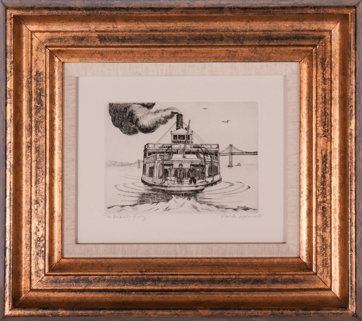 <i>The Berkeley Ferry</i> <br>1940s Etching <br><br>#C9522