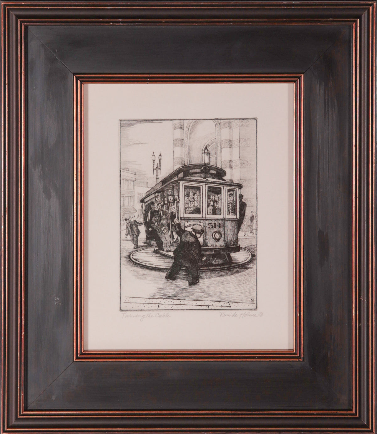 <I>Turning the Cable</I> <br>1940s Etching <br><br>#C9524