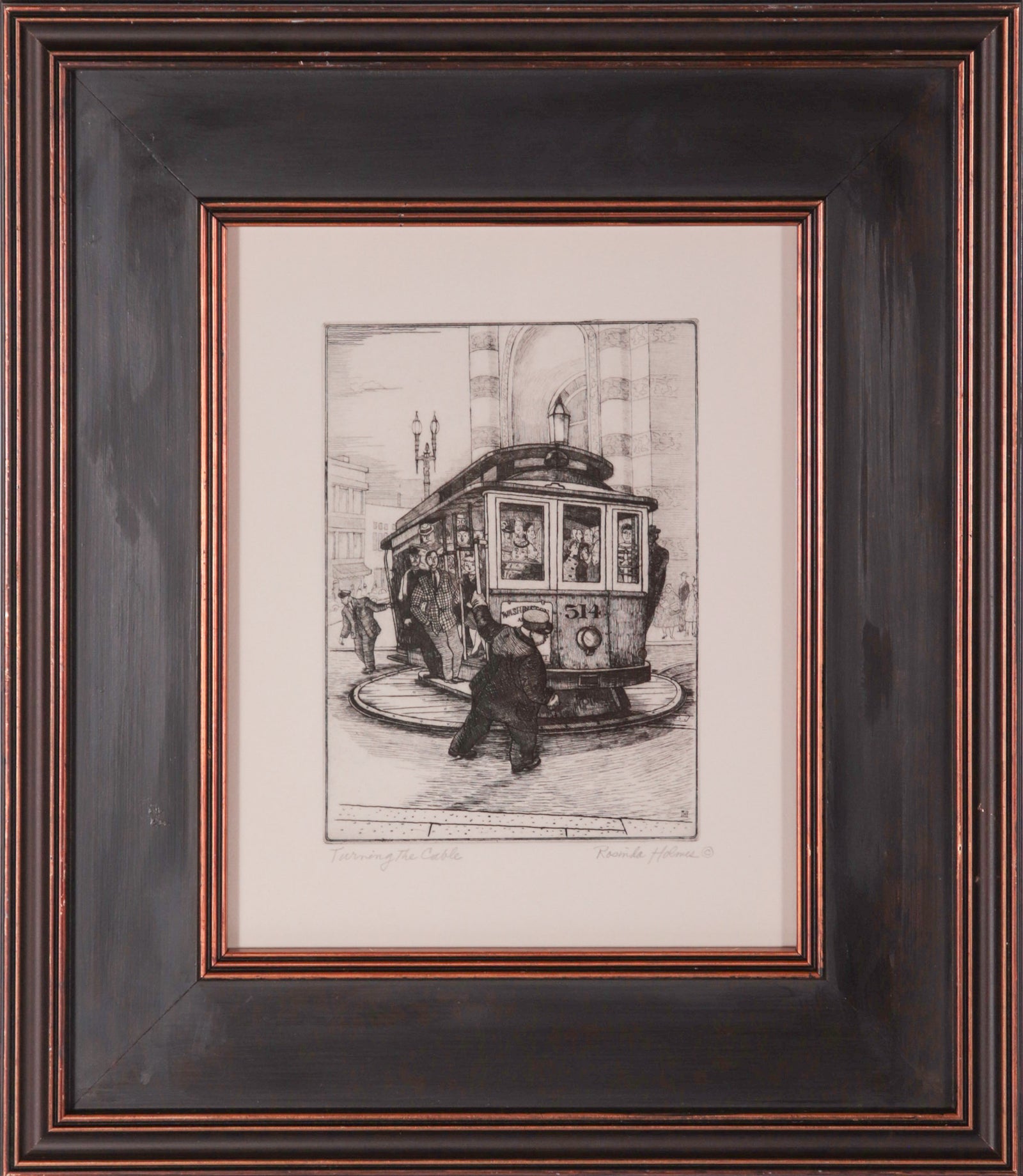 <I>Turning the Cable</I> <br>1940s Etching <br><br>#C9524