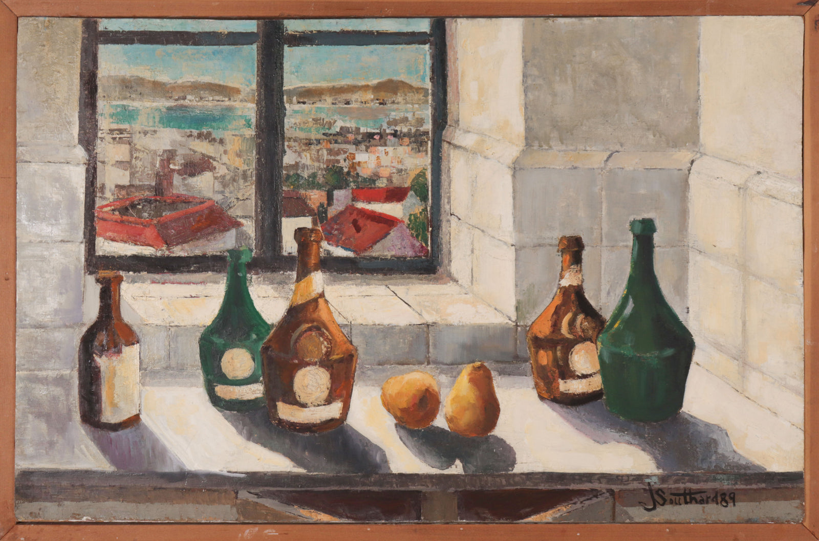 <i>Still Life with Window Looking at SF Bay</i> <br>1989 Oil <br><br>#C9555