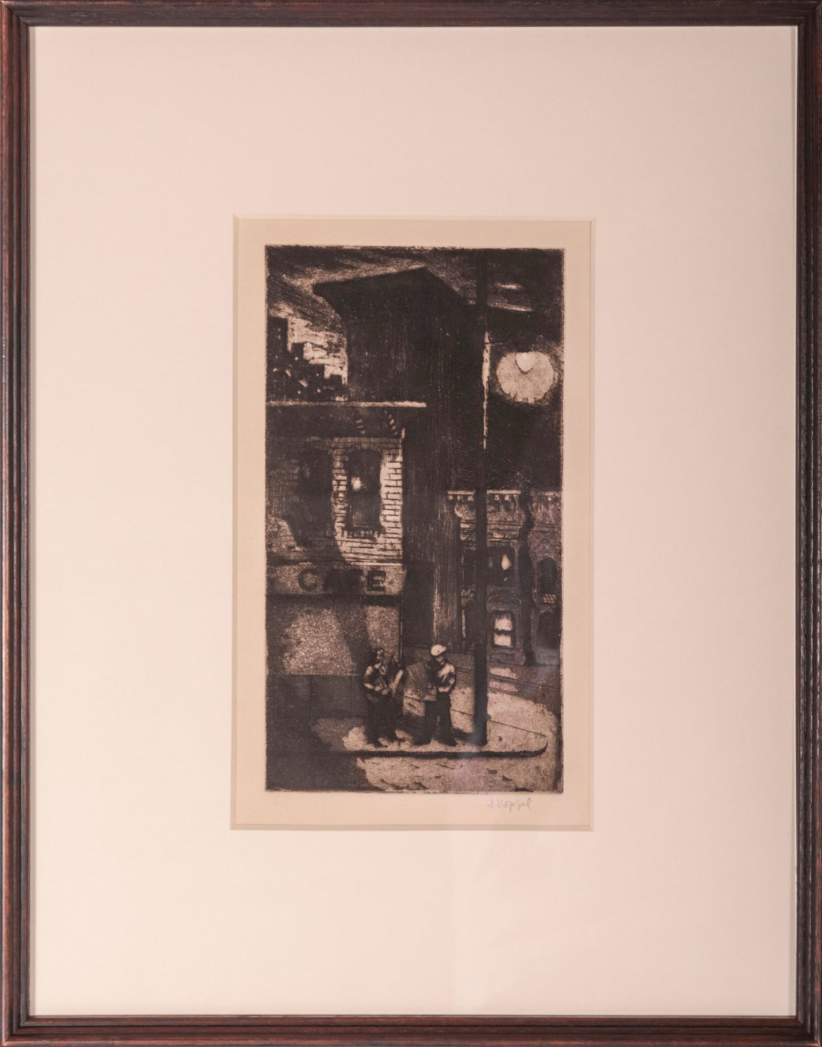 San Francisco Night Scene <br>Mid Century Lithograph <br><br>#C9617