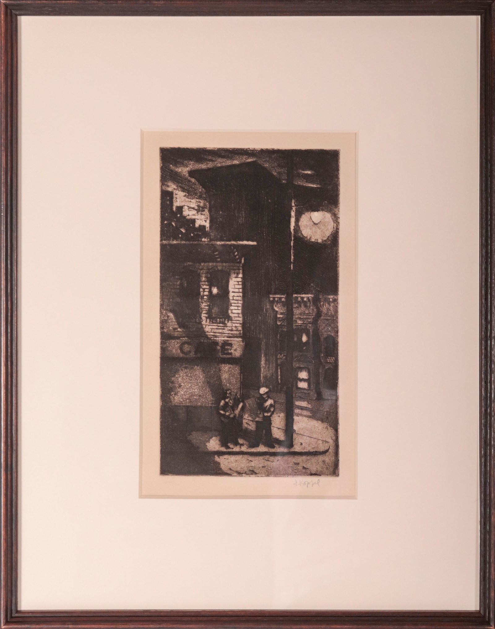 San Francisco Night Scene <br>Mid Century Lithograph <br><br>#C9617