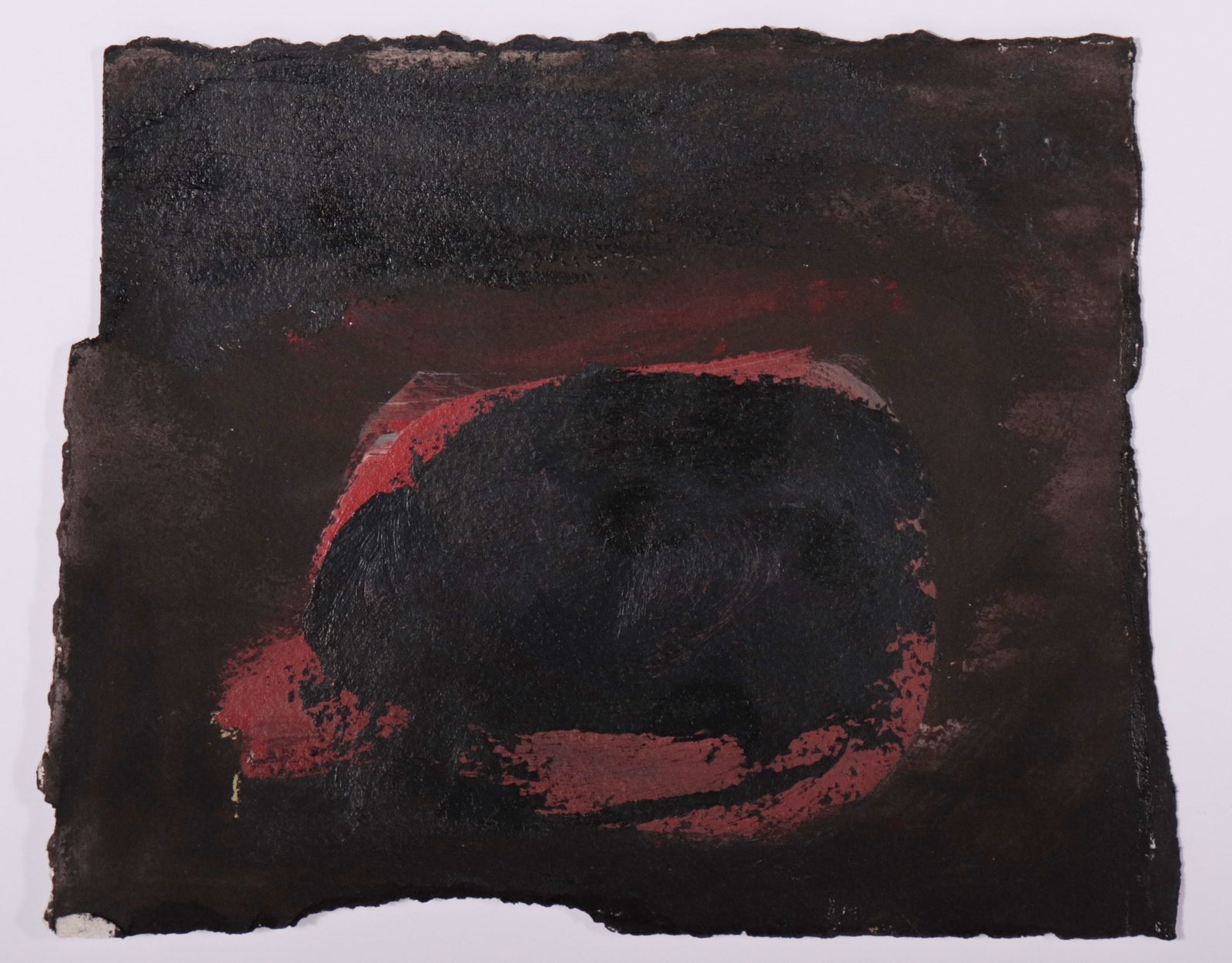 Deep Red & Black Abstract <br>Mid Century Mixed Media <br><br>#C9690