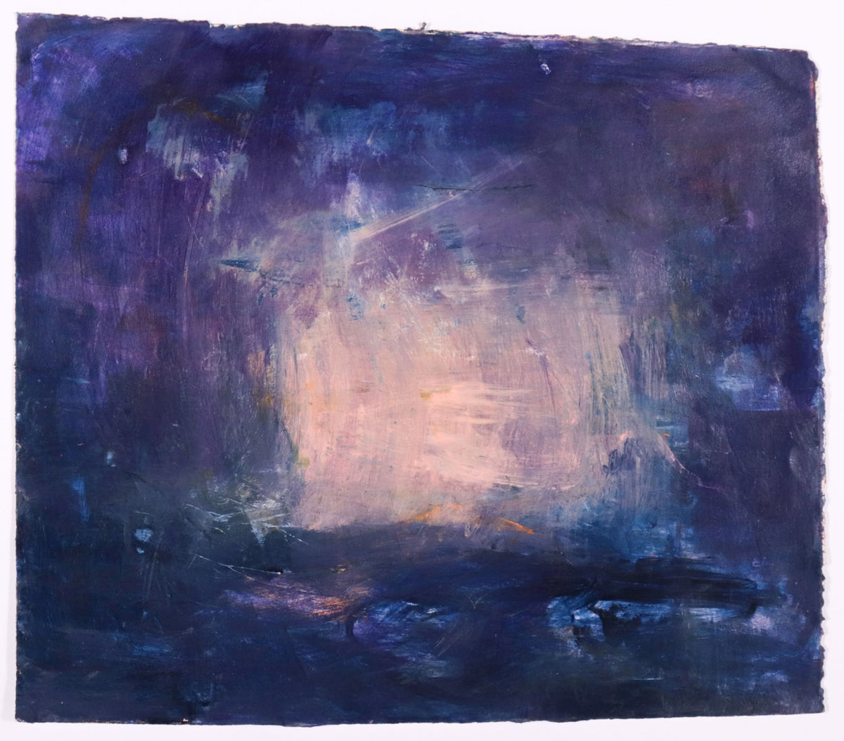 Nightscape with Bright Center <br>Mid Century Mixed Media <br><br>#C9727