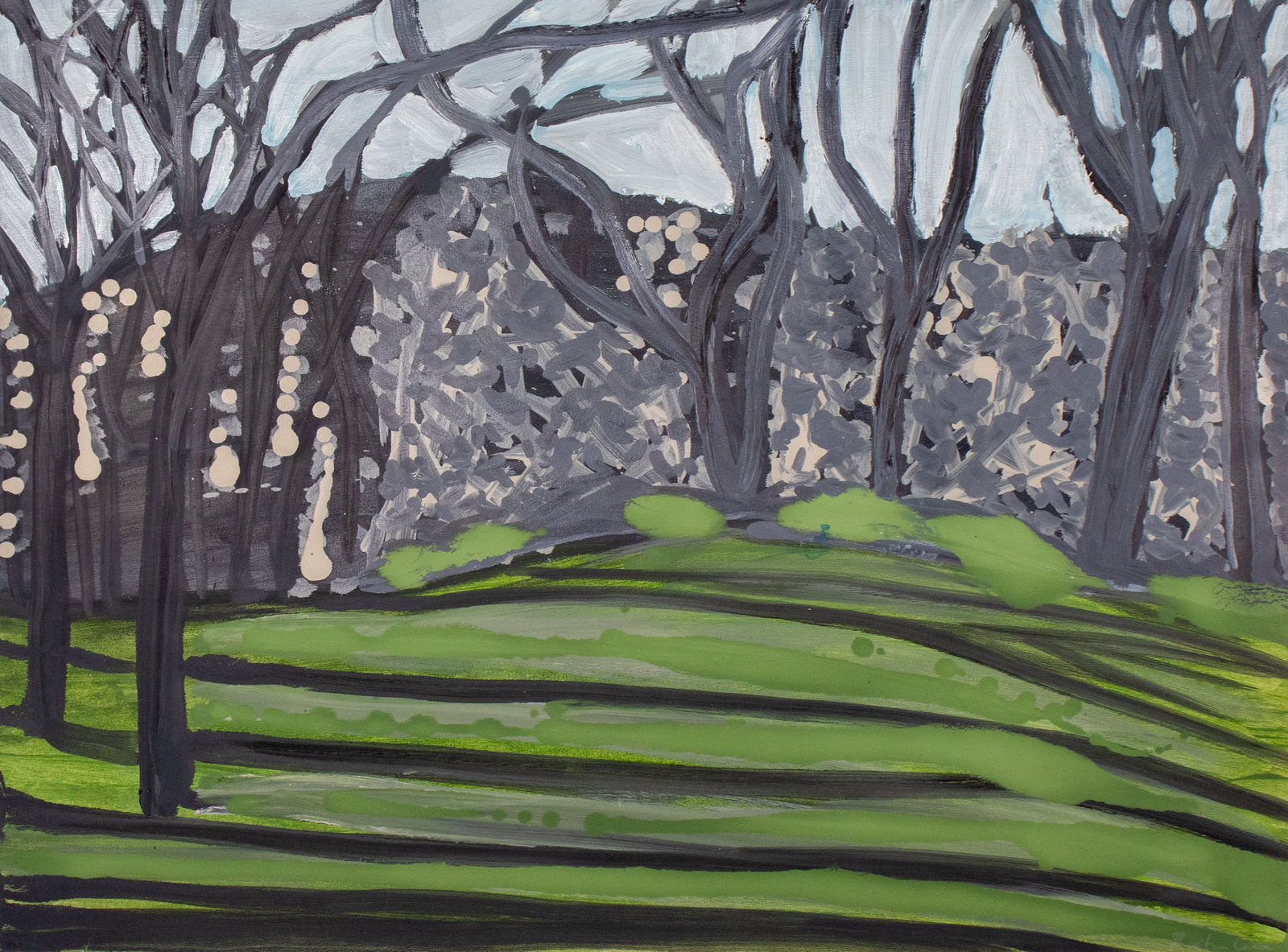 Landscape with Trees & Shadows <br>2024 Oil on Paper <br><br>#C9747