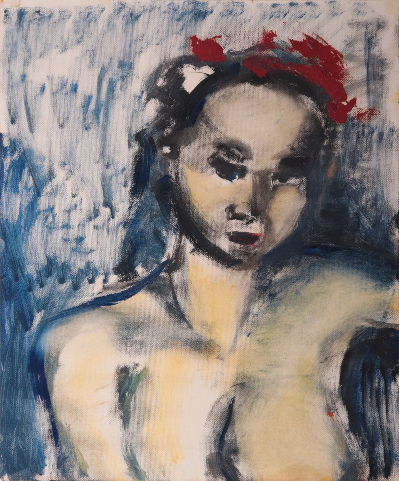 Abstracted Female Nude <br>20th Century Oil on Canvas Paper <br><br>#C9757