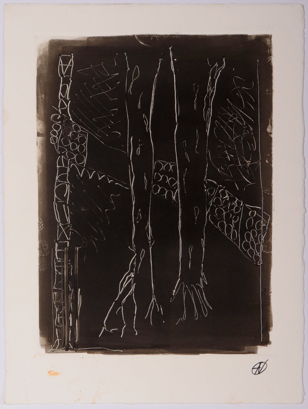 Monochrome Abstract Scene <br>20th Century Monotype <br><br>#C9761
