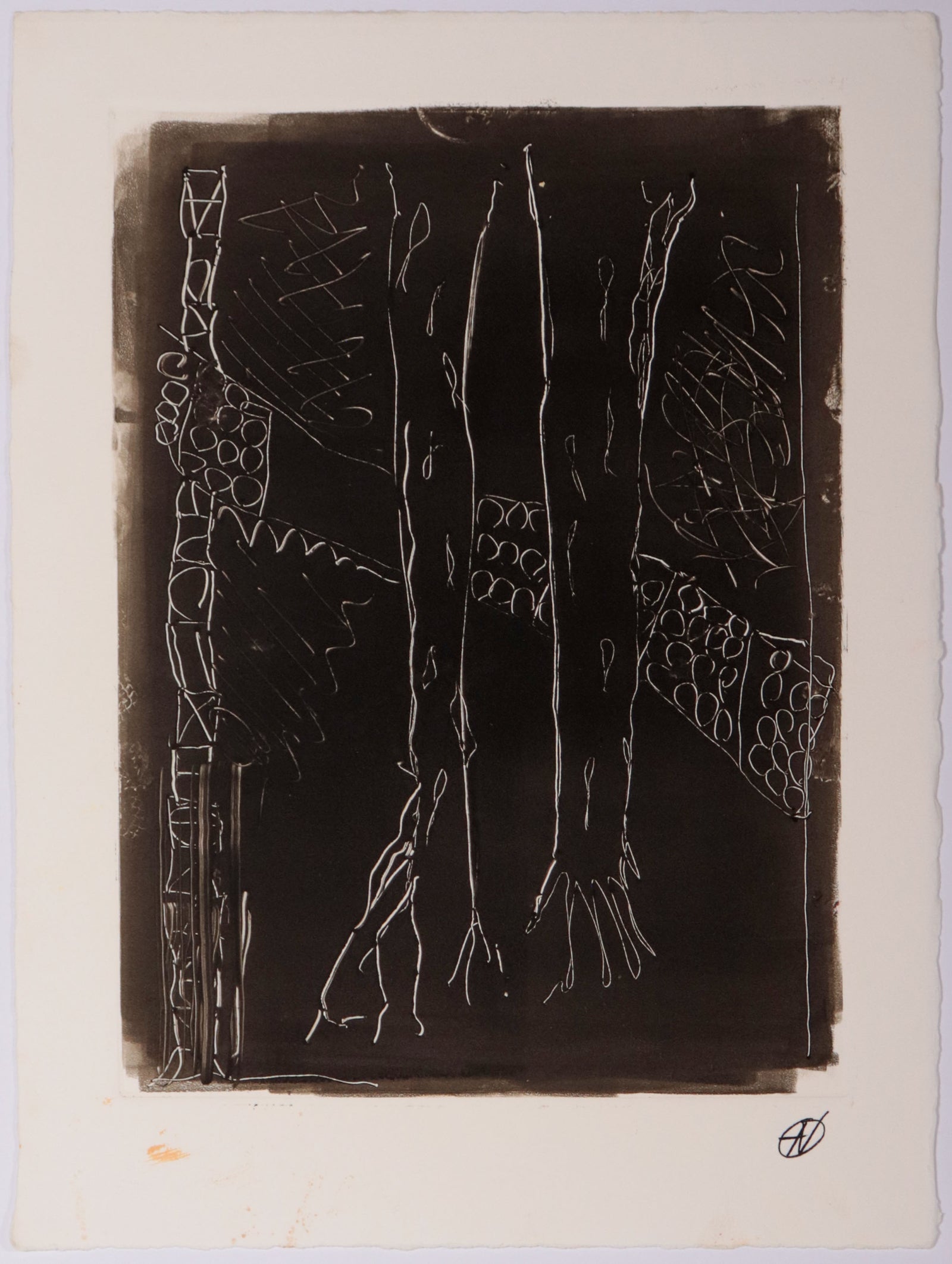 Monochrome Abstract Scene <br>20th Century Monotype <br><br>#C9761
