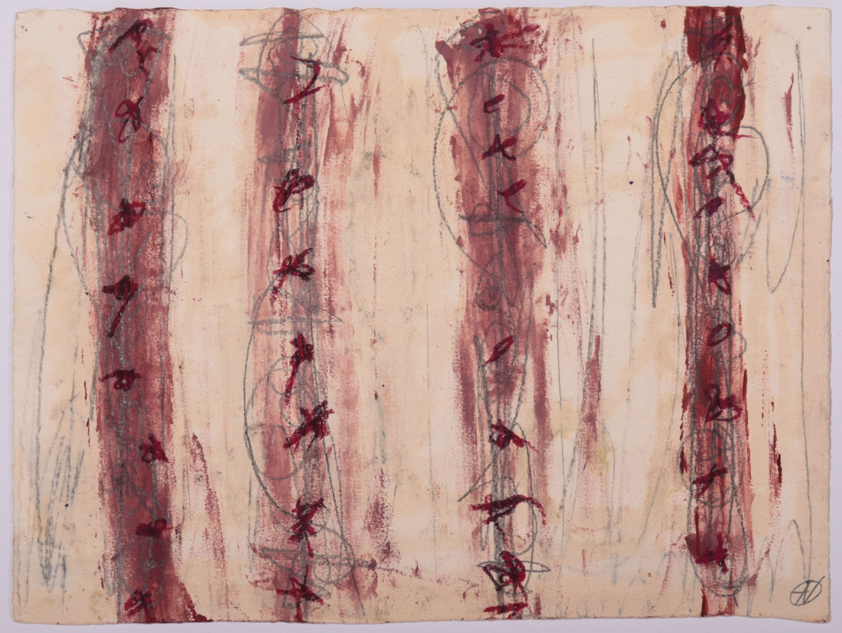 Striped Pink-Toned Abstract <br>20th Century Mixed Media <br><br>#C9763