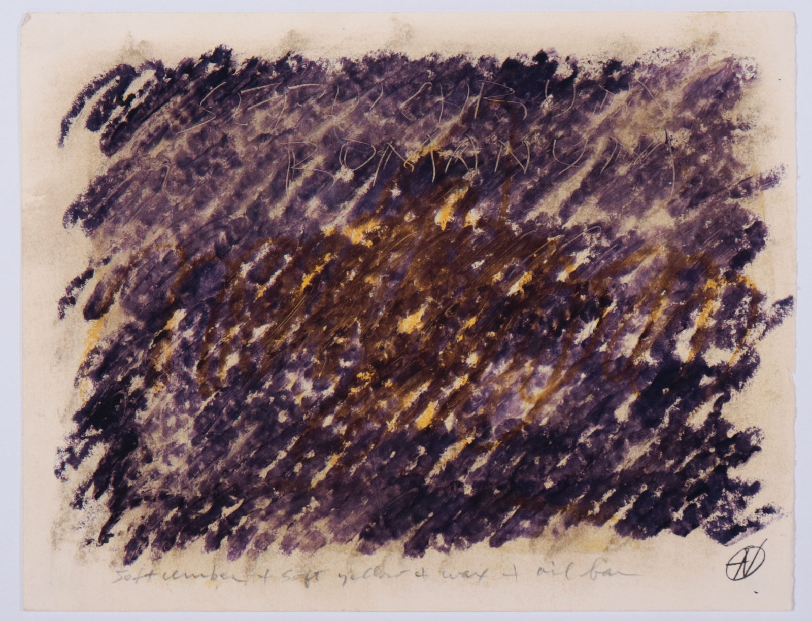 Abstract in Purple & Yellow <br>20th Century Mixed Media <br><br>#C9771