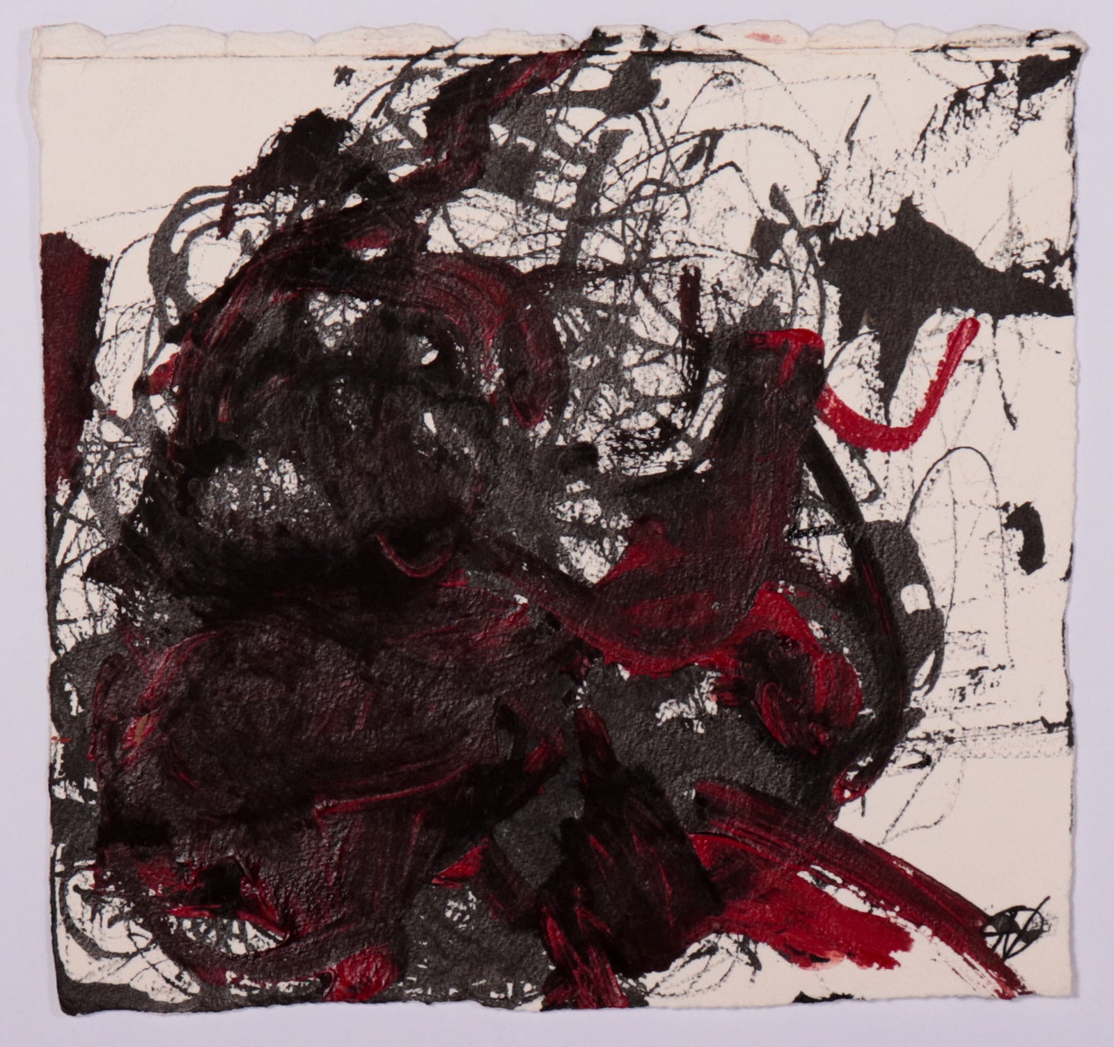 Gestures in Red & Black <br>20th Century Acrylic <br><br>#C9776