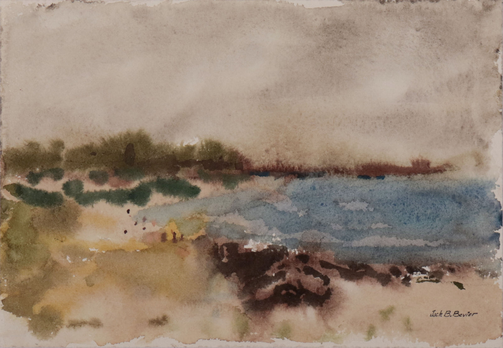 Fluid Landscape Abstraction <br>Mid Century Watercolor <br><br>#C9777